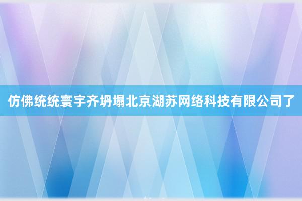 仿佛统统寰宇齐坍塌北京湖苏网络科技有限公司了